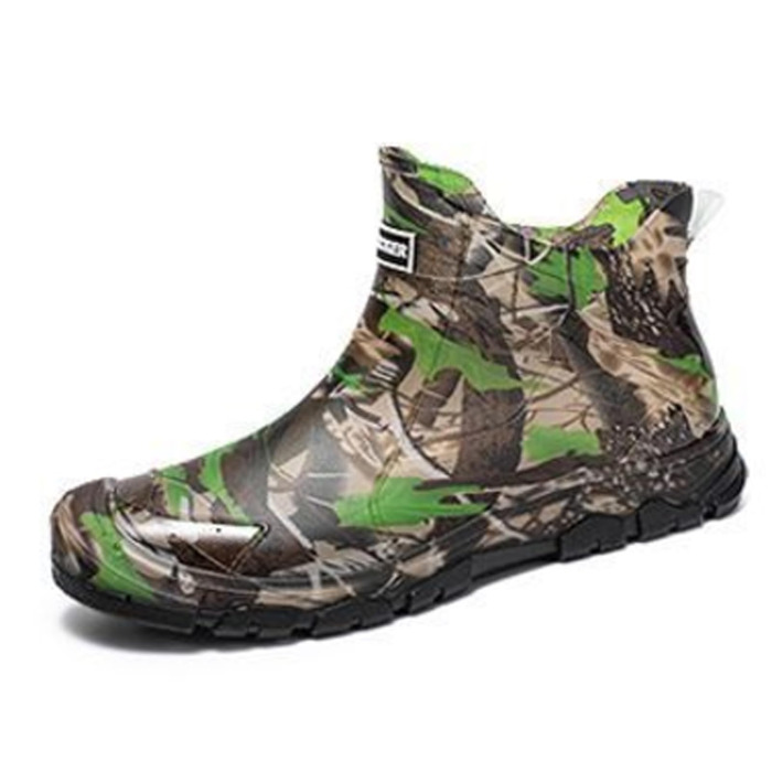 Водонепроникні гумові чоботи Pangolin для чоловіків та жінок, камуфляжні садові чоботи без шнурівки, легкі дощовики з нековзною підошвою, короткі черевики для риболовлі, кемпінгу, зелені, EU 43