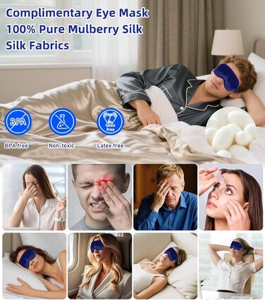 Регульований носильник для шиї надувна подушка для шиї з маскою для сну, підтримка шиї для шийного відділу хребта та полегшення болю в шиї для подорожей, роботи та кемпінгу (синій) Синій 1