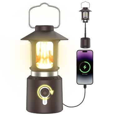 Акумуляторний кемпінговий ліхтар із зовнішнім акумулятором ємністю 8000 мАг, класичний ретро-кемпінговий ліхтар з акумулятором, водонепроникний IPX4 та з регульованою яскравістю, вуличний ліхтар для саду, при відключенні електроенергії, для атмосферного д