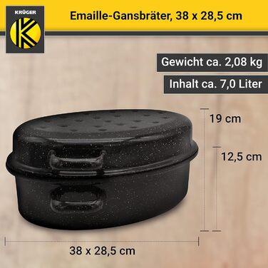 Емальована сковорода Krger з крапельною кришкою - високоякісна сковорода - підходить для всіх типів плит - чудово підходить для пе