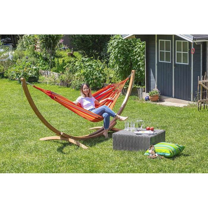 Класичний одномісний гамак, ручної роботи в Колумбії, шириною 140 см для відпочинку в приміщенні та на відкритому повітрі. (Toucan