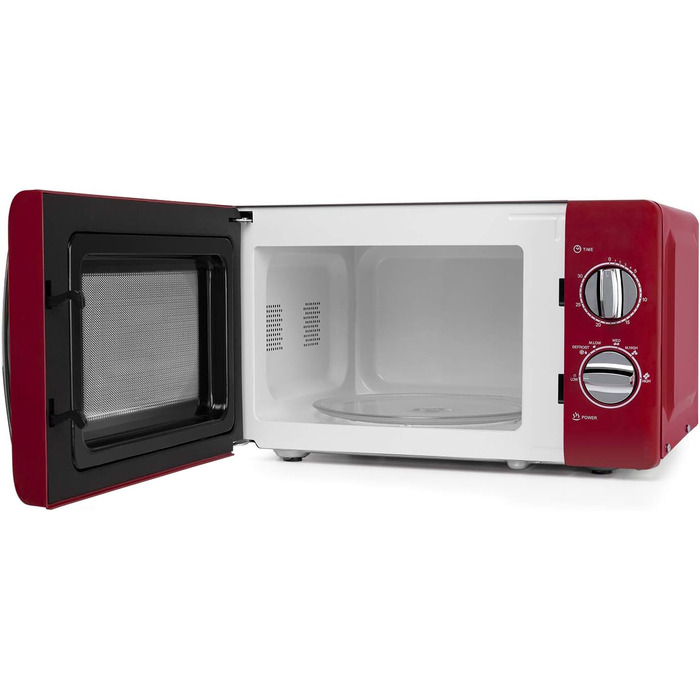 Мікрохвильова піч ємністю 20 літрів, 6 рівнів потужності, таймер до 30 хвилин, вінтажний дизайн, 700 Вт, сталь, червоний, 2020 -