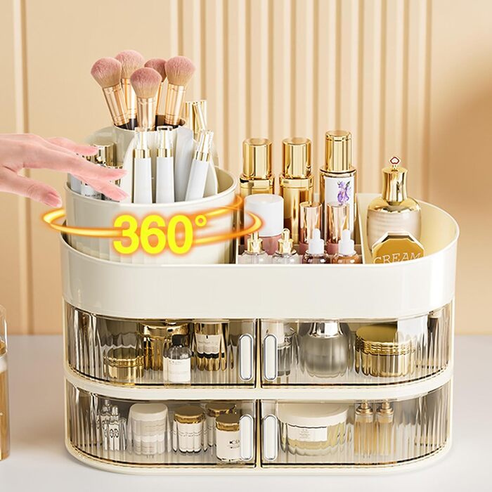 Органайзер для макіяжу, органайзер для косметики з шухлядами, зберігання косметики для догляду за шкірою, краси, ванної кімнати, туалетного столика, спальні, туалетного столика, шухляди з подвійними дверцятами