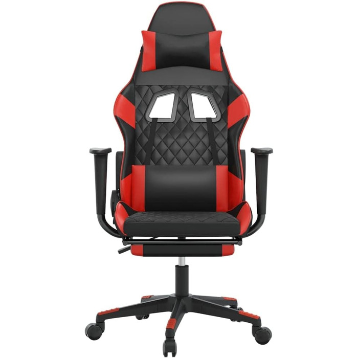 Геймерське крісло з підставкою для ніг, чорно-червоне, матеріал штучна шкіра, метал