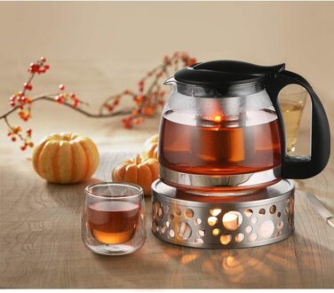 Гластальний підігрівач чайника з нержавіючої сталі, підігрівач для чаю з нержавіючої сталі з тримачем для чайної свічки і чайним с