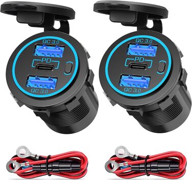 Вт) 12 В USB C розетка установка PD3.0 тип C USB розетка Водонепроникний 12 вольт автомобільна розетка прикурювач адаптер з 3 з'єд