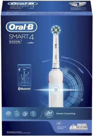 Електрична зубна щітка Oral-B Smart 4 4000N білого кольору на базі Braun, 4210201203377