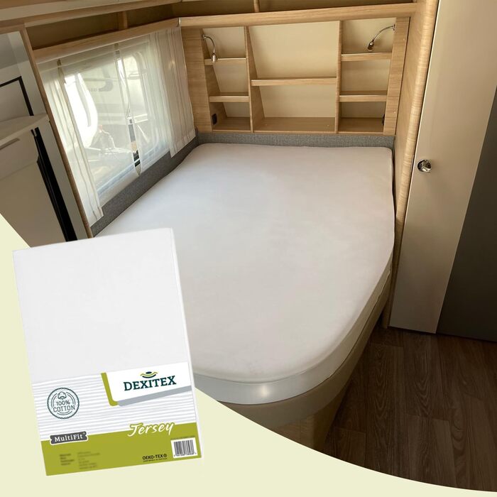 Простирадло на резинці для автофургона - Простирадло для автофургона - Французька постільна білизна - для ліжка каравану - Oeko-TEX - Права, - Біла