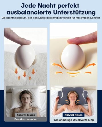 Ортопедична подушка для шиї - ергономічна подушка з піни з ефектом пам&39яті з охолоджувальним ефектом, подушка для підтримки шиї для знеболення, подушка проти хропіння для сну на боці, спині та животі, сіра