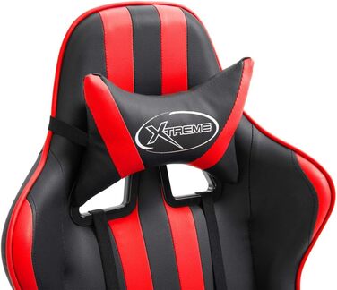 Ігрове крісло Owox, чорно-червоне, зі штучної шкіри, 61,5 x 68 x 115-122 см, регульована висота, ергономічне, для домашнього офісу, 61,5 x 68 x (115 - 122) см (Д x Ш x В), червоне