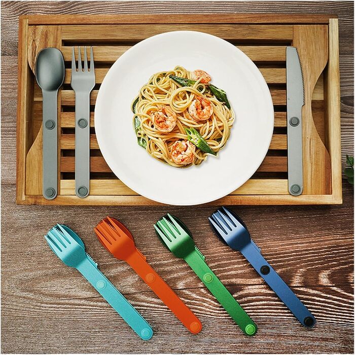 Універсальний набір магнітних столових приборів із 3 предметів кемпінгова ложка, виделка, ніж, портативне дорожнє начиння для пікніка, легкі алюмінієві інструменти для харчування на свіжому повітрі (зелений)