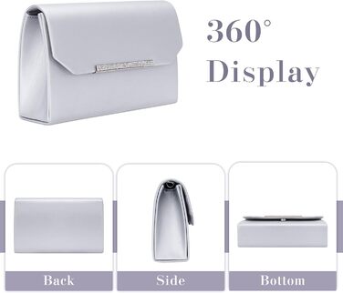 Сріблясте вечірнє клатч-гаманець Larcenciel Чорний Крокодил з лакованої шкіри, прикрашене стразами та ланцюжком, ідеально підходить для весілля, випускного балу або коктейльної вечірки