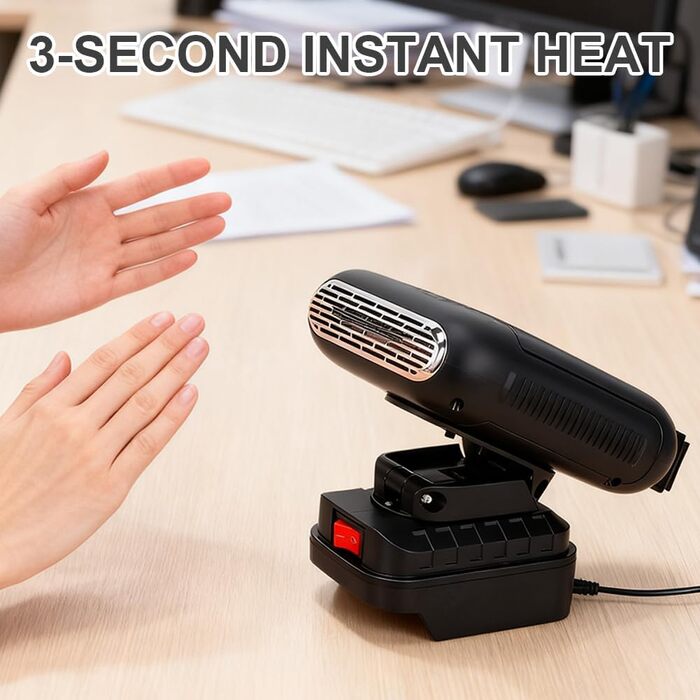 Обігрівач на батарейках, вентилятор-обігрівач на батарейках, автомобільний обігрівач з батарейками, поворот на 90, 2 портативні USB-обігрівачі, сумісний з BL1830 BL1850 BL1840 BL1845 BL1815 BL1820 BL1860B