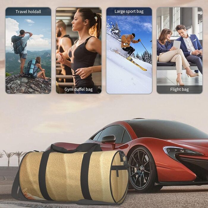 Спортивна сумка, дорожня сумка, пляжна сумка, з малюнком мушлі та піску, сумка на нічліг, чорна, універсальний розмір, сумка для подорожей