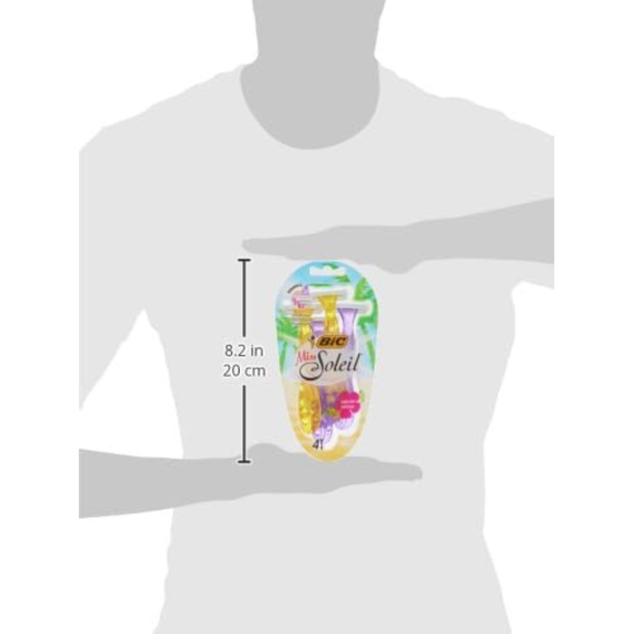 Одноразова бритва BIC Miss Soleil для жінок, 3 упаковки з 4 одноразових бритв по 3 леза кожна, з вітаміном Е для дбайливого гоління, спеціальне видання