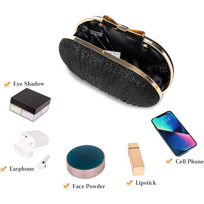 Чорна вечірня сумочка-клатч з блискітками та паєтками, елегантна сумочка на ланцюжку для весілля та особливих подій