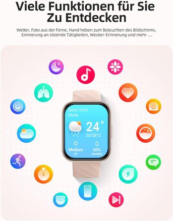 Жіночий смарт-годинник Parsonver із водонепроникністю 5 атм, спортивний годинник для плавання, фітнес-годинник 1,8 дюйма HD для жінок із понад 100 спортивними режимами, відстеженням серцевого ритму та сну, смарт-годинник для Android та iOS, рожеве золото,