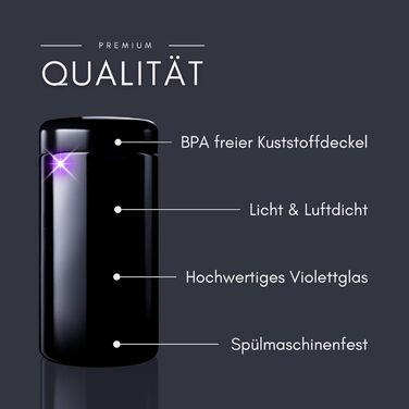 Елегантні скляні банки для зберігання ANCEVIA фіолетового кольору 500 мл набір із 6 (75/400) герметичних контейнерів для зберігання з кришками Банки для зберігання Miron, скляні контейнери з кришками, наприклад, для горіхів, цукру, чаю та трав