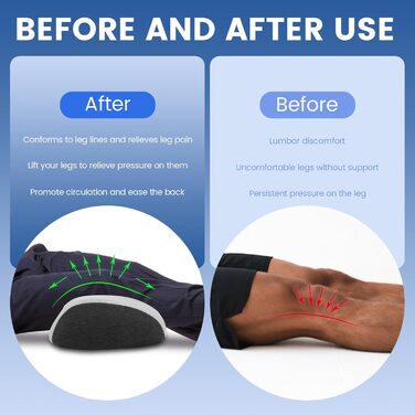Ергономічна подушка для ніг/валик для колін для сну, подушка для ніг з піни з ефектом пам&39яті для підняття ніг, подушка для підняття ніг з пральним, дихаючим, гіпоалергенним чохлом