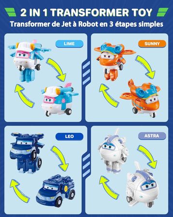 Іграшки-трансформери Super Wings 2', іграшки-літаки, міні-фігурки для дітей віком від 3 до 12 років, аксесуари для святкування дня народження для хлопчиків та дівчаток (15 упаковок)