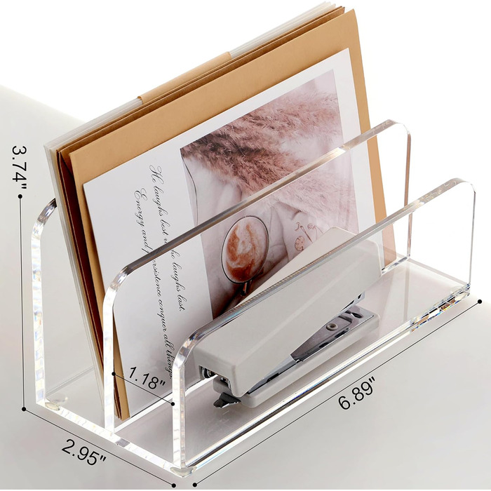 Акриловий сортувальник листів SANRUI, настільний органайзер, 2 відділення, прозорий, невеликий розмір файлів, листи, офіс, документи, настільне зберігання, рахунки, конверти, офіс, дім, школа