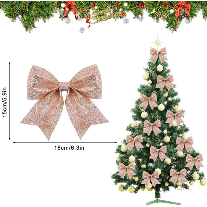 Різдвяні бантики 12 шт рожеві SULOLI