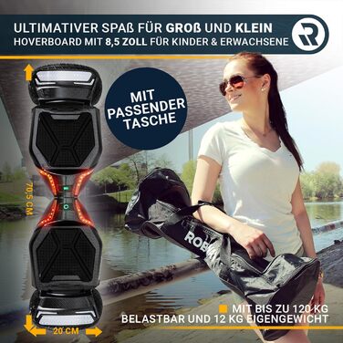 Гідроцикл Robway X2 Гідроцикл D ARBON для дітей, підлітків та дорослих - керування через додаток - 2 двигуни по 350 Вт - самобалансування - Bluetooth (X2 Navy Camo, Offroad)