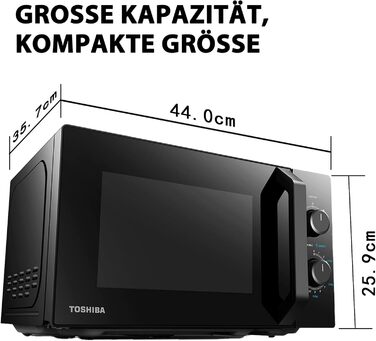 Окремо стояча мікрохвильова піч/Соло мікрохвильова піч / 20 л / 800 Вт / 5 рівнів потужності зі зручною функцією розморожування / Світлодіодне внутрішнє освітлення/Чорний 20 л Соло Чорний, 2-MM20PF(BK)