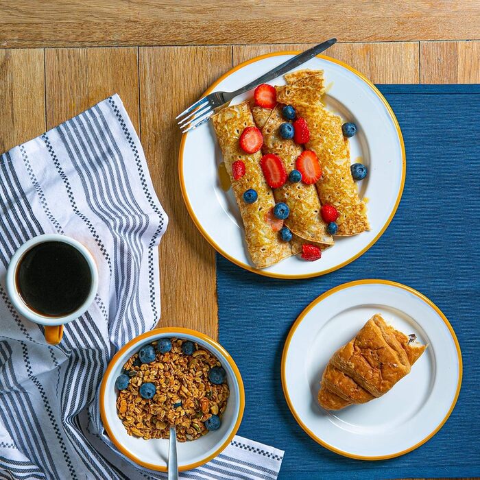 Аргонові посудні миски з білою емаллю - 16 см - жовті - упаковка з 12 шт.