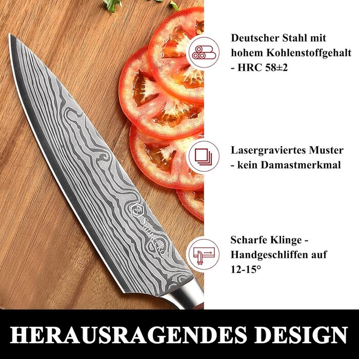 Ніж Кухонний ніж Шеф-кухарський ніж - Кухонний ніж Професійний ніж Гострий кухонний ніж з нержавіючої сталі з ручкою з паккавуду У
