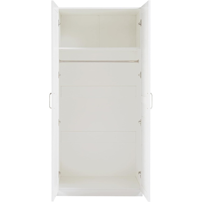 Шафа Finning з 2 дверима, 176 x 80 x 52 см, з 1 рейкою для одягу та 1 верхнім відділенням, біла, ширина 80 см, 1 полиця