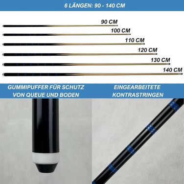 Цілісний більярдний кий Winsport ECO, міцний, 90 см, 100 см, 110 см, 120 см, 130 см, 140 см, шкіряний наконечник 12 мм, що накручується, для дітей та дорослих, більярдний кий для ресторанів та молодіжних закладів