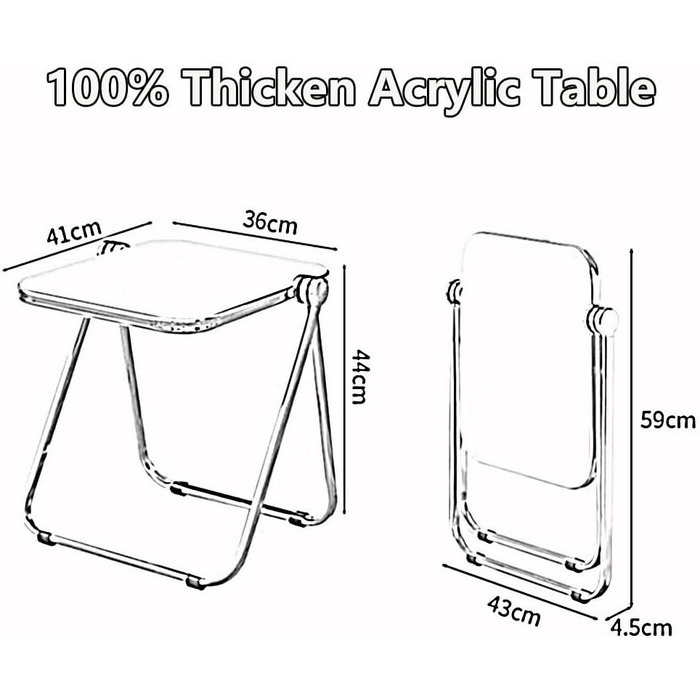 Акриловий бічний столик, складаний, прозорий, приліжковий столик, столик для відпочинку, журнальний столик для домашнього офісу, виставковий столик (розмір 436x44 см, колір помаранчевий) 436x44 см помаранчевий
