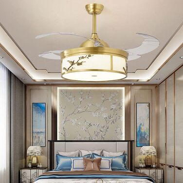 Латунний 48-дюймовий 96-ваттний світлодіодний стельовий вентилятор з частотним перетворенням, регульованою колірною температурою,