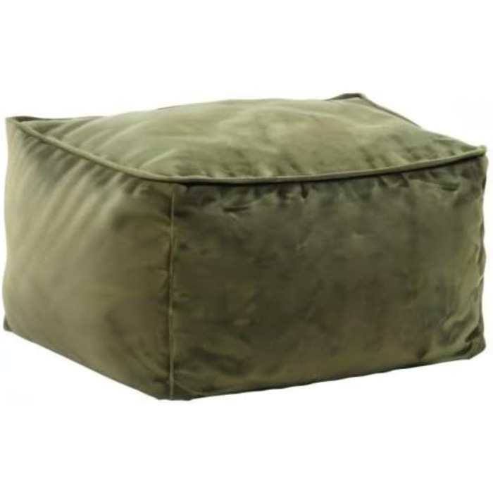 Табурет Icon Amara, оливково-зелений, пухнаста оксамитова тканина, оксамитова крісло-мішок, пуф з наповнювачем, пуф для ніг для вітальні, декор для вітальні, оливковий 88Г x 40Ш x 24В см