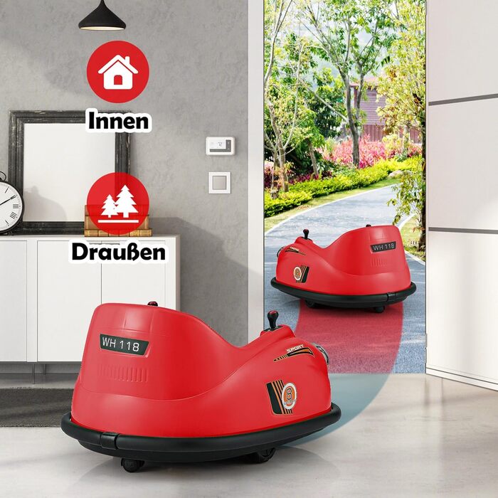 Дитячий бамперний автомобіль COSTWAY 12V, електричний бамперний автомобіль з пультом дистанційного керування та світлодіодними ліх