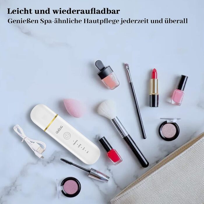 Ультразвуковий пристрій для видалення вугрів на обличчі з 4 режимами, очищувач пор, шпатель для вмивання обличчя, очищувач шкіри для пристрою для очищення обличчя A-white Gold