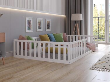 Дитяче ліжко Love For Sleep Floor Bed White 140x200 см, конструкція, зручна для дітей, дитяче ліжко Florence, дерев&39яне ліжко - ліжко Монтессорі 140x200 см з рейковою основою