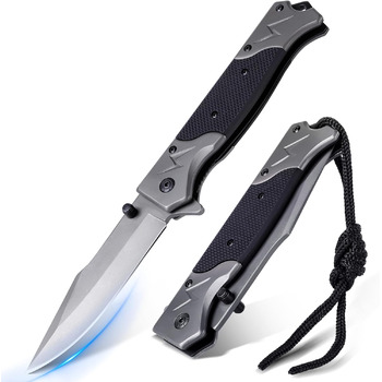 Кишеньковий складаний ніж Rolgno, портативний ніж з нержавіючої сталі, нековзний EDC одноручний ніж для виживання з замком лайнера