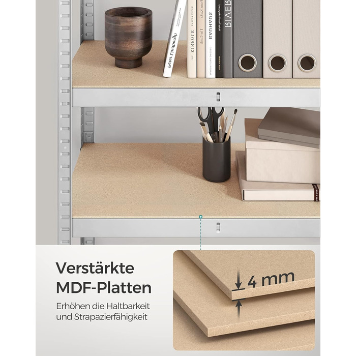 Надміцний стелаж, комплект з 2 шт., підвальні полиці, стелажі для зберігання, 40 x 80 x 160 см, сталевий каркасний стелаж, вантажопідйомність до 520 кг, 4 регульовані полиці, сріблястий GLR044E02 2 сріблястий