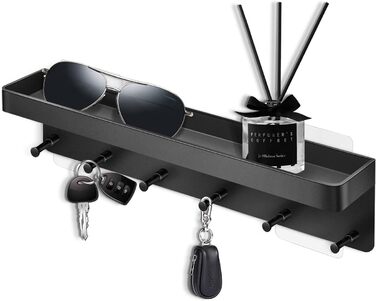 Тримач для ключів Royouzi, дошка для ключів, планка для ключів, підставка для ключів з полицею і 6 гачками, самоклеюча як дошка дл