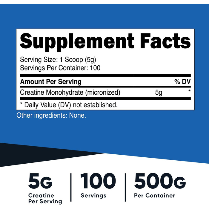 Мікронізований порошок креатину моногідрату Nutricost – 500 г