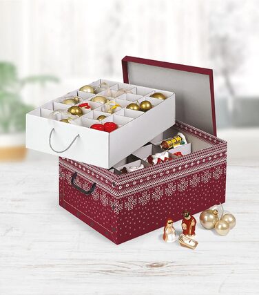 Різдвяна коробка з вкладишами приблизно для 40 різдвяних кульок червоні Kreher