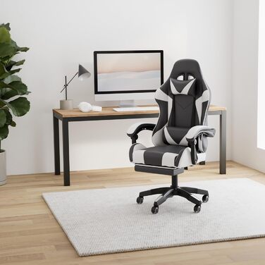 Ігрове крісло Walden Ергономічне офісне крісло Ігрове крісло Спинка сидіння Регульована висота поворотного крісла Гоночне офісне комп&39ютерне ергономічне крісло для відеоігор (біле)