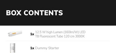 Світлодіодна трубка 120 см - 12,5 Вт 2000 люмен (160 лм/Вт) супер яскравий високий люмен - 3000K теплий білий (830) - Світлодіодна люмінесцентна лампа T8 G13 без мерехтіння - Вкл