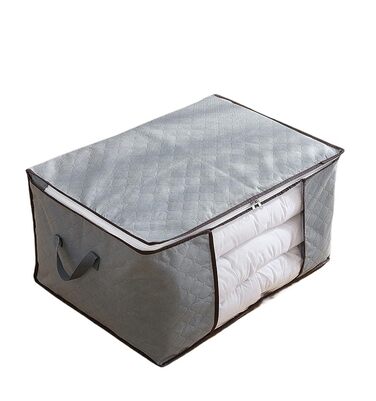 Контейнери для зберігання одягу, складні, для шафи, з ручками, товста тканина для ковдри (сірі 60x40x35 см), 3 шт.