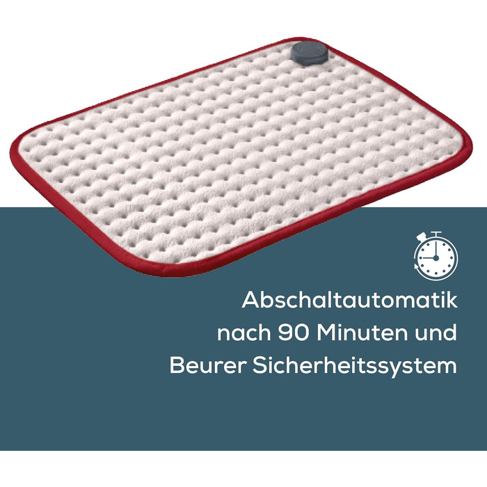 Грілка Beurer Comfort з м&39якого флісу, дихаюча, м&39яка та приємна для шкіри, зроблена в Європі, автоматичне вимкнення, 3 температурні режими, можна прати в пральній машині, 44x33 см. Затишний матеріал у модному кольорі.