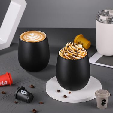 Мл Келихи для джину Чорні матові склянки для пиття Набір з 2 склянок для води з рожевим золотом Миготлива внутрішня стінка, бороси