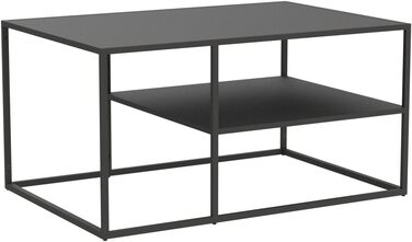 Журнальний столик Solund, приставний столик, металевий, чорний, стіл для вітальні з місцем для зберігання, 90 x 60 x 45 см, прямокутний диван-столик, журнальний столик, чорний, 90 x 60 x 45 см - 1 полиця