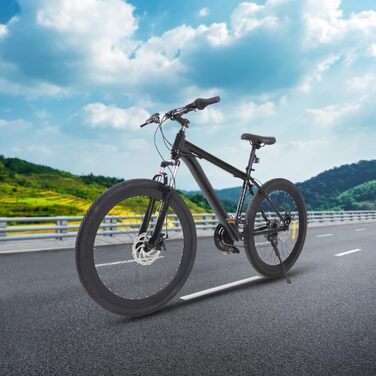 Дюймовий преміальний гірський велосипед, 21 швидкість, подвійні дискові гальма, чоловічий велосипед для всіх типів доріг, гірський велосипед для дівчат, хлопчиків, чоловіків та жінок, чорний, 26-